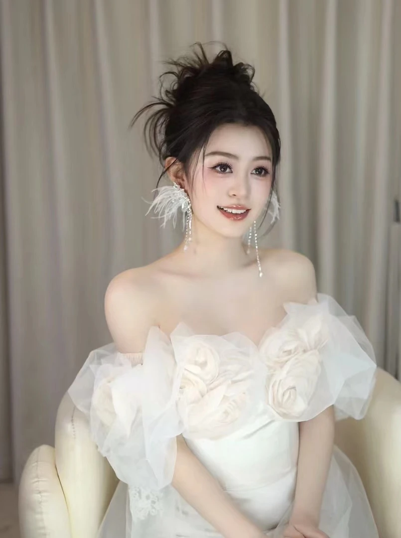 合金耳饰 2316Ab款羽毛流苏耳环女小众个性设计秋冬长款耳钉潮