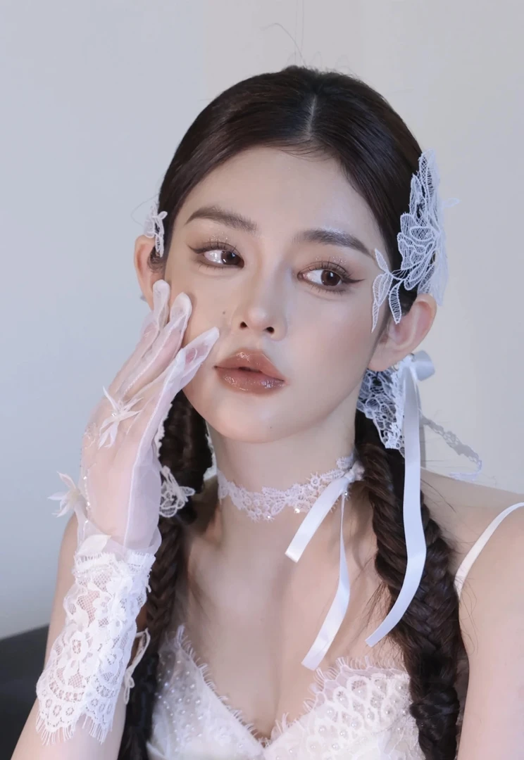 7664新款新娘蕾丝对花发饰小众晨袍减龄新娘百搭头饰