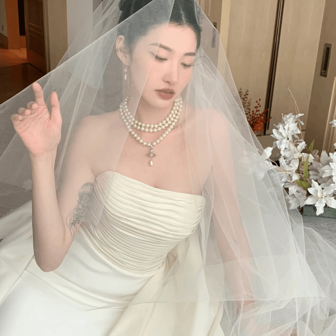 合金仿珍珠项链 3056新款珍珠星飞碟百搭朋克结婚纱项链大气简约