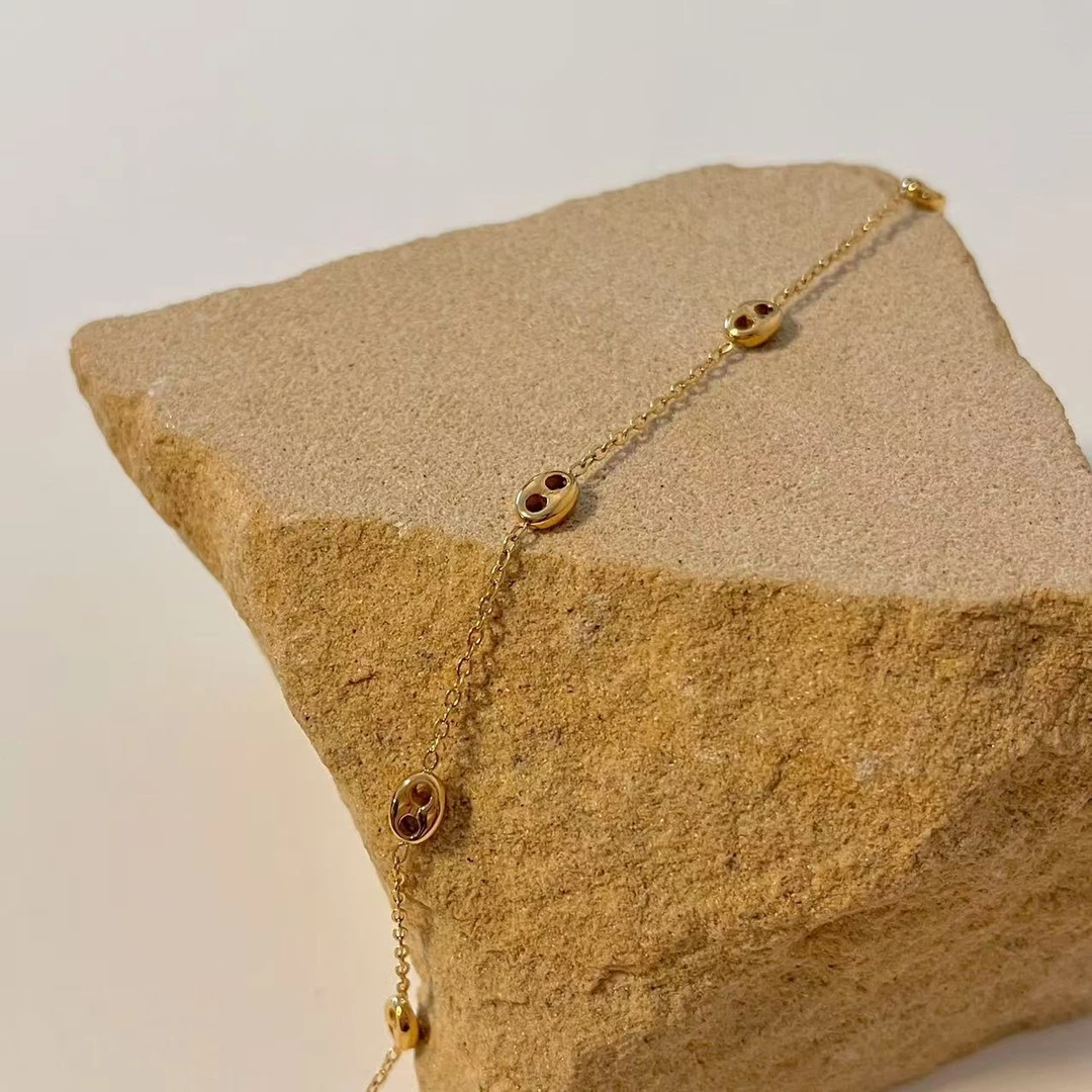 钛钢手链 可碰水！小胖肚米粒猪鼻扣手链