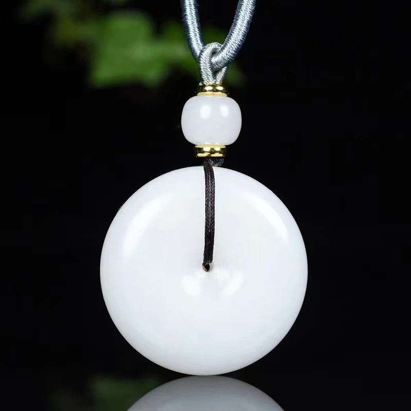 天然新疆金丝玉白色时尚气质百搭平安扣精美简约平安无事挂件