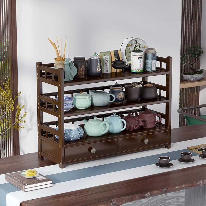 博古架厂家直销批发居家客厅新中式小型桌面茶叶架茶室书房茶水柜