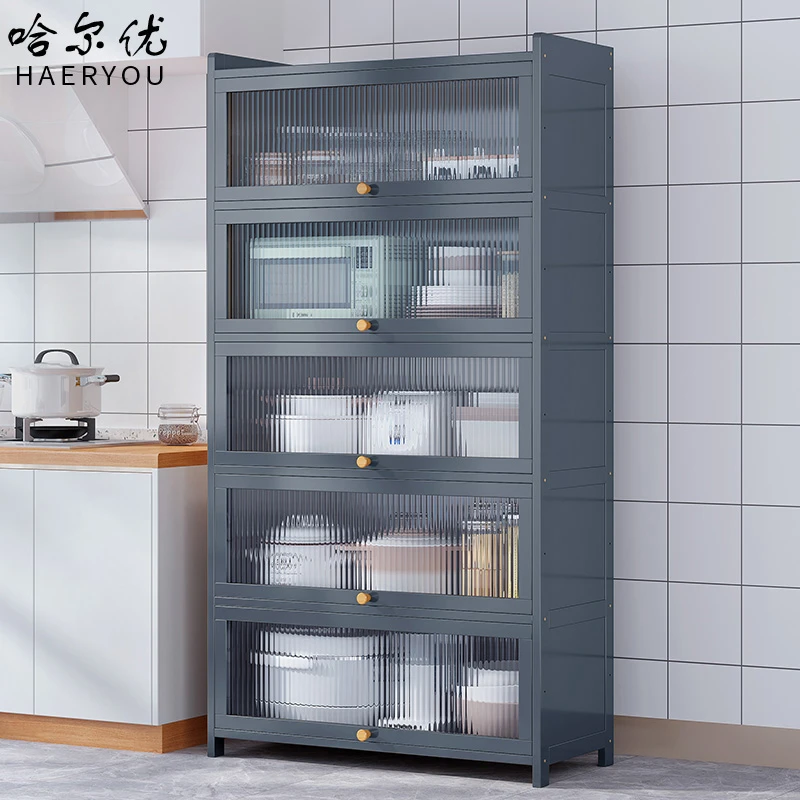 餐边柜储物柜一体靠墙轻奢置物架落地多层家用厨房收纳柜简易碗柜