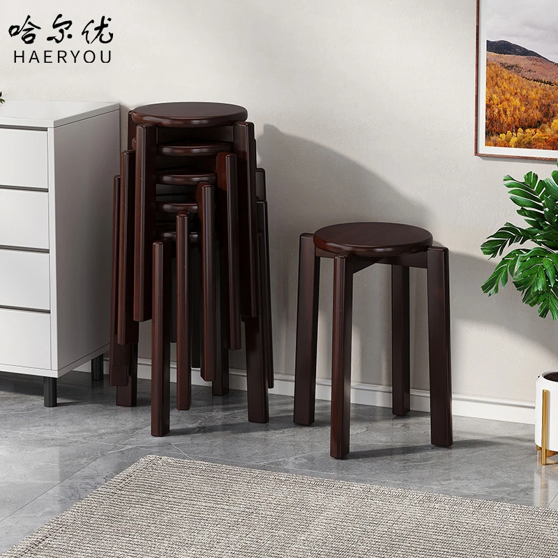 哈尔优餐凳家用小户型餐厅可叠放圆凳简约现代叠叠乐餐椅备用凳子