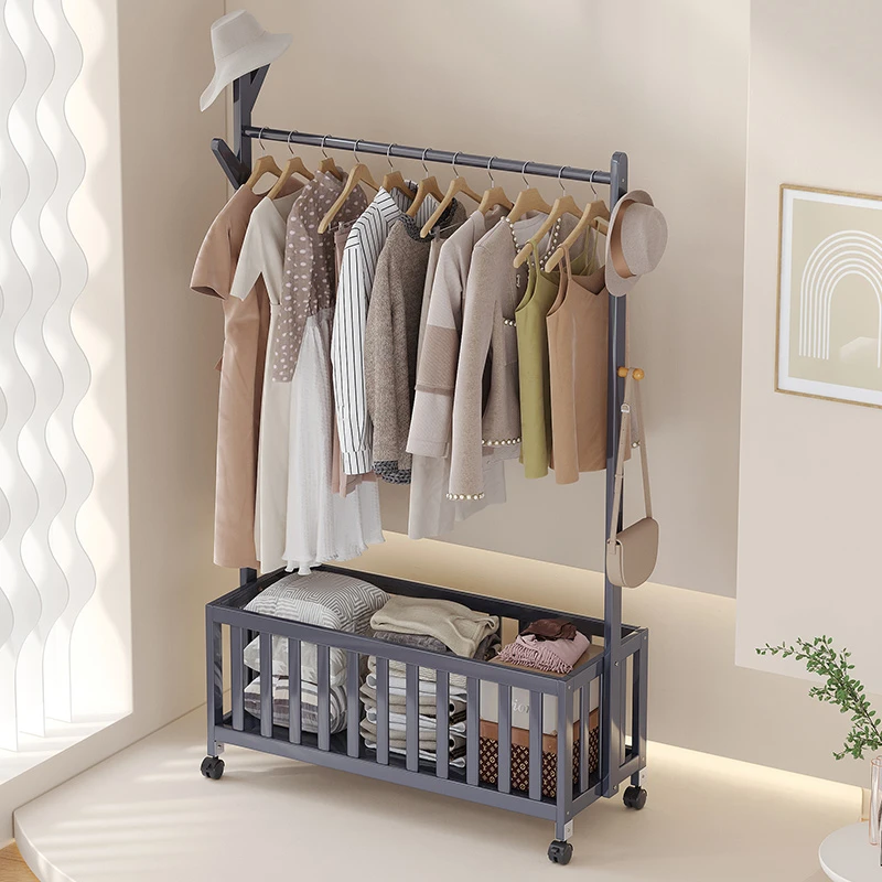 衣帽架落地式卧室网红款家用简易轻奢入户衣服架出租房多层挂衣架