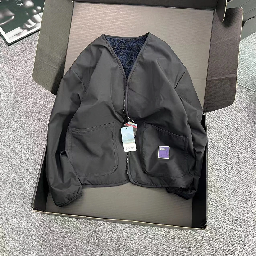 可两面穿 日系 版型超赞 男士无领加绒加厚外套