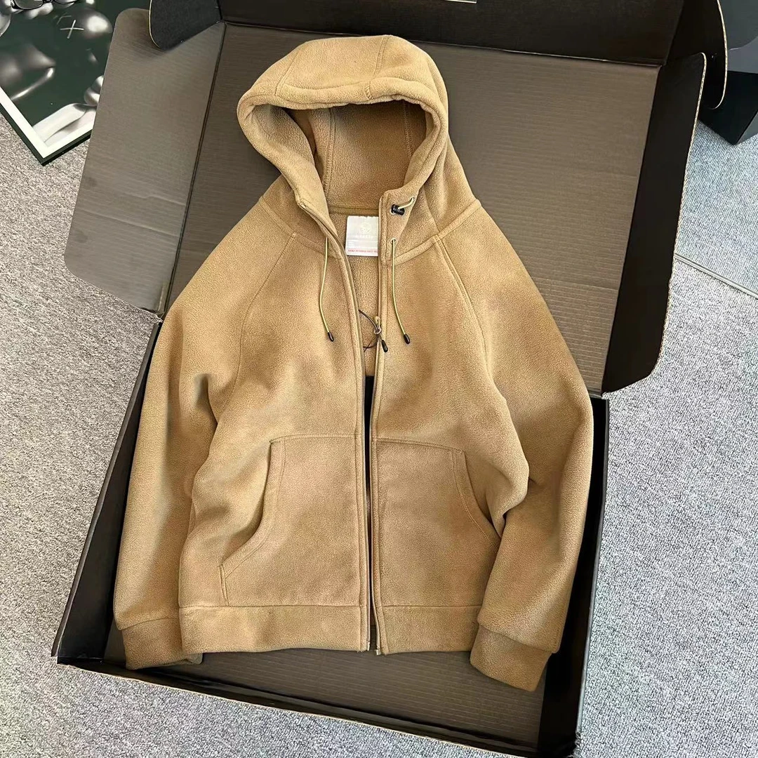 日单 重磅620克 品质超好 男女双面摇粒绒加厚连帽外套