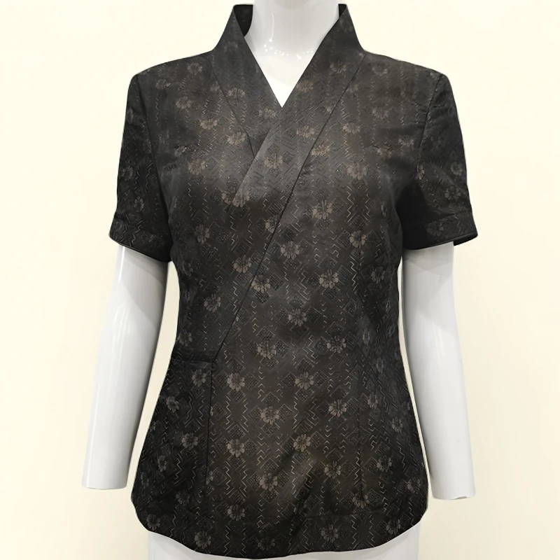 华族经典{文风}复古中式女装优雅唐装上衣短款短袖女