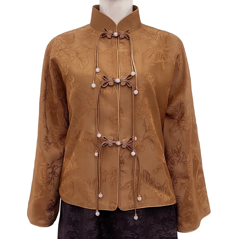 华族经典{霞光闪耀}红云纱中式连肩袖复古中式唐装上衣女开衫外套