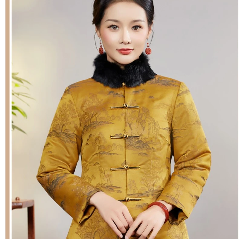 华族经典【湖光山色】中国风女装唐装品牌高端宋锦香云纱冬加厚