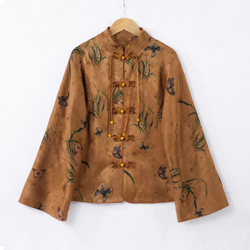 华族经典【芝兰梦影】花罗红云纱上衣