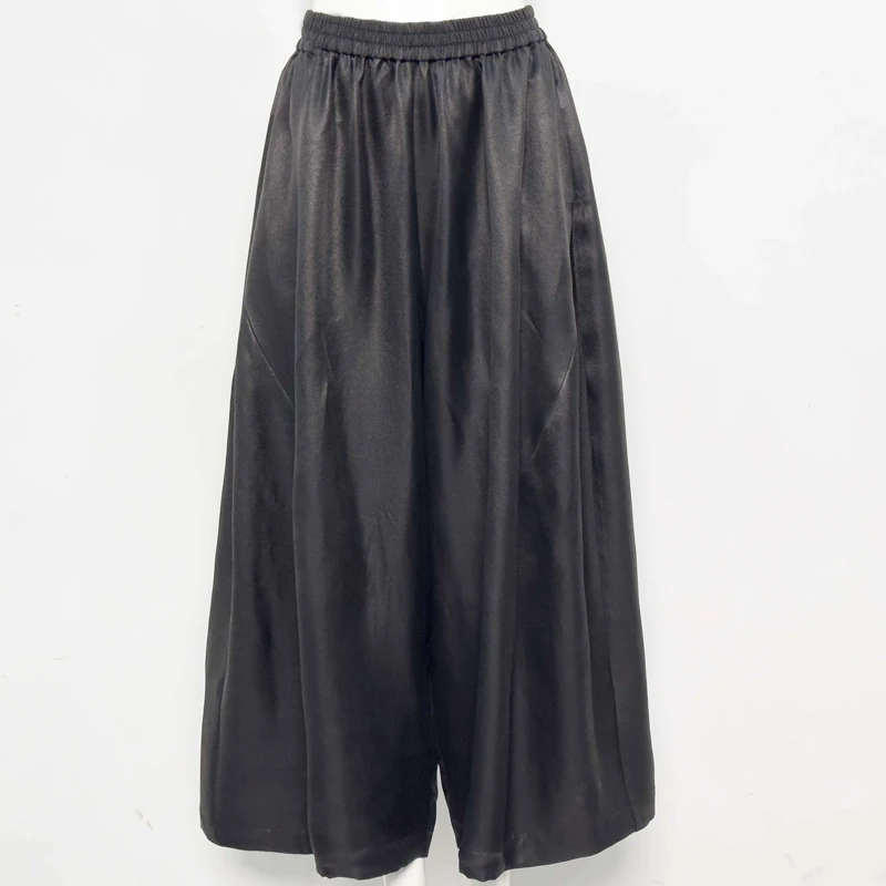 华族经典【福景】60姆米重缎皮子夹棉加厚阔腿直筒长裤女高端女装