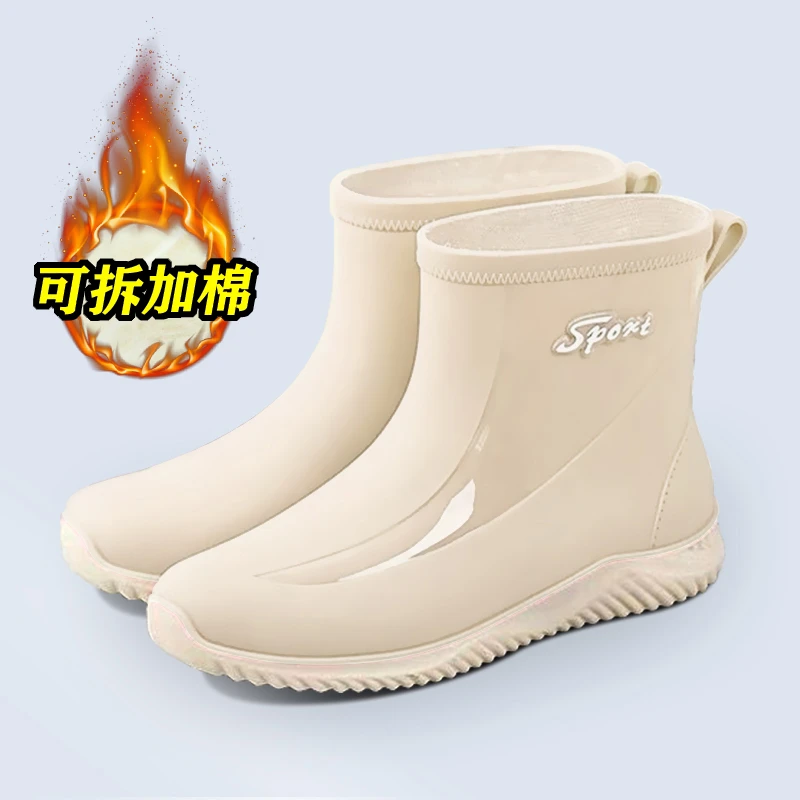 雨鞋女款成人防滑外穿新款漂亮胶鞋加绒短筒雨靴男女士高端防水鞋