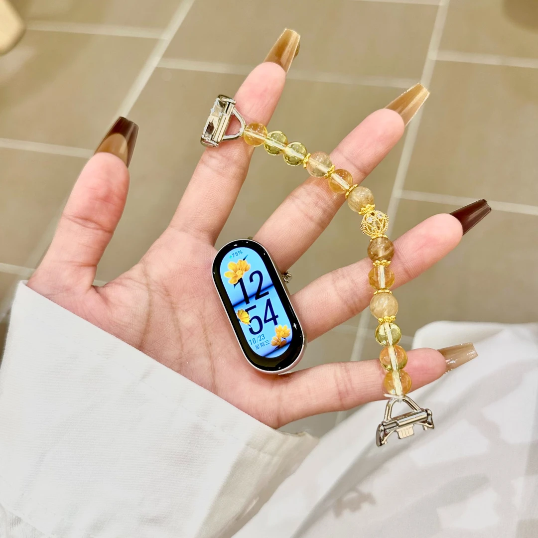 瑞馨宜招财黄色手珠表带适用于小米手环9/8表带腕带9ro创意轻奢女