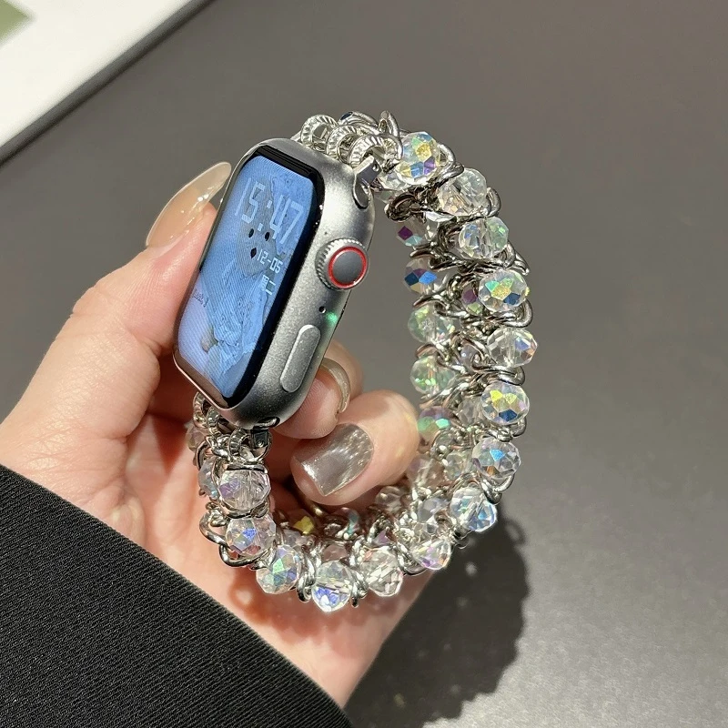 瑞馨宜幻彩色串珠Apple苹果iwatchSE8Ultra7代弹力手表带564女款