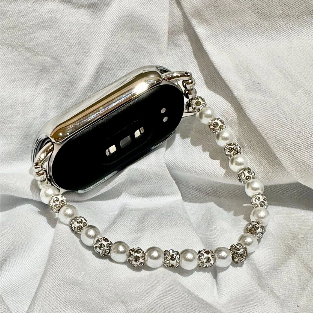 瑞馨宜碎银子珍珠手链适用于小米手环9/8表带9Pro腕带新创意轻奢