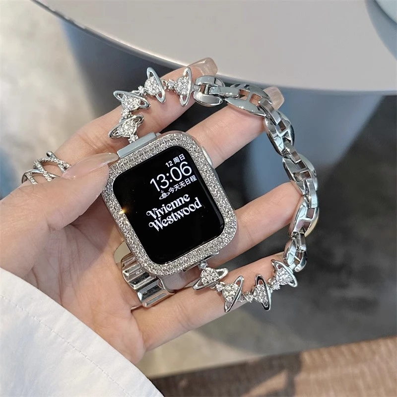 瑞馨宜适用苹果手表iwatch8表带高级感西太后金属链条applewatch7