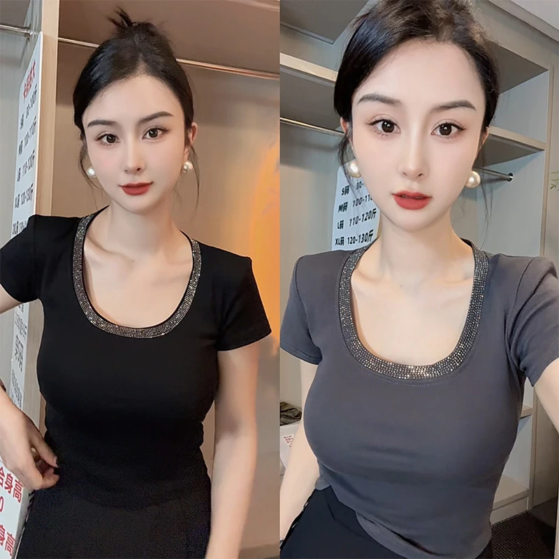 大【欣欣精选】夏装短袖小衫显瘦洋气上衣显瘦减龄打底衫0552