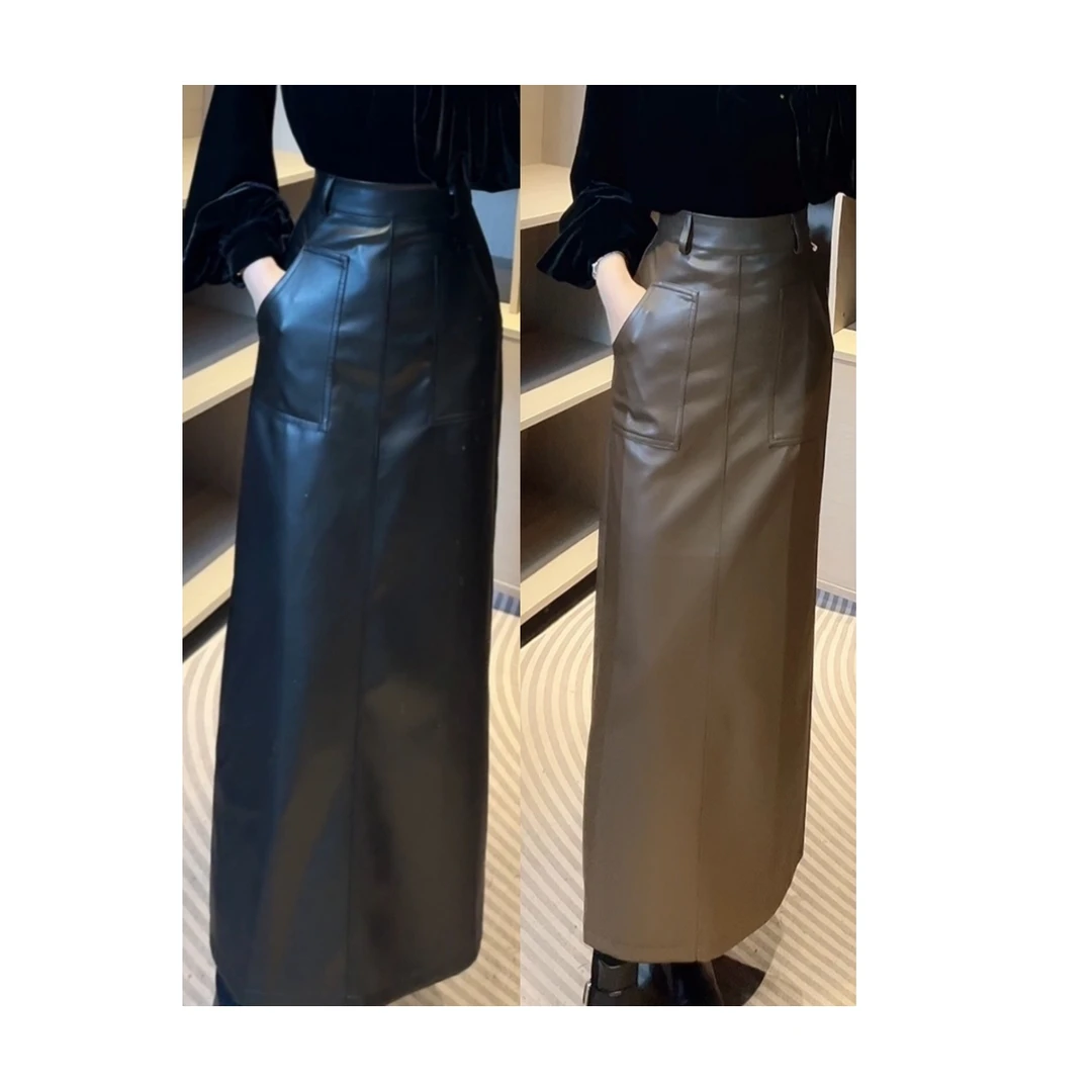 【欣欣精选】春装新款名媛复古性感显瘦皮裙半身裙1132