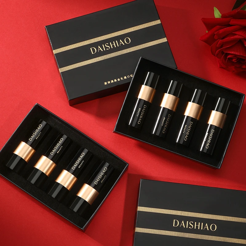 黛诗澳4支装黑金礼遇口红哑光丝绒显白唇膏经典礼盒口红套装