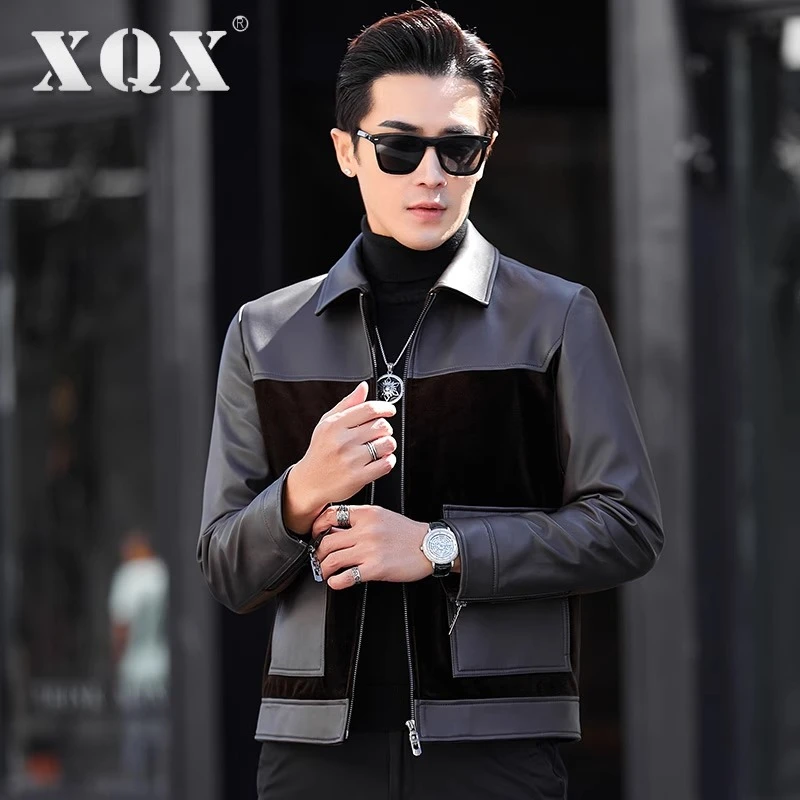 海宁真皮皮衣男短款翻领时尚休闲冬季新款绵羊皮夹克潮流百搭外套