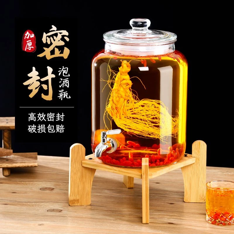 泡酒瓶带龙头4斤10斤斤玻璃罐家用泡酒的玻璃坛子专用玻璃瓶塑料