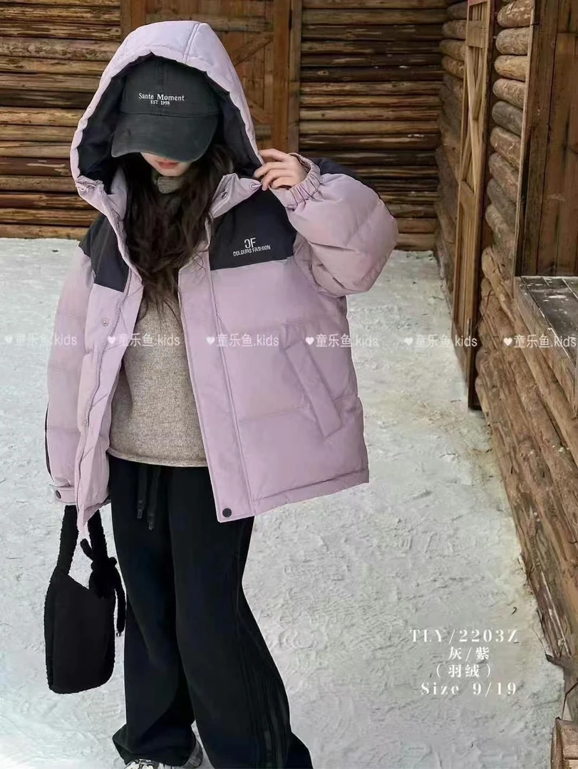&苏珊&冬款高货羽绒服饱满紫色拼接