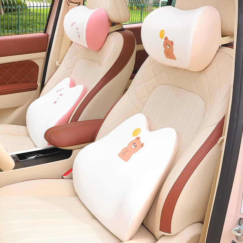 汽车头枕护颈枕靠枕可爱卡通车内座椅驾驶开车用记忆棉枕头腰靠垫