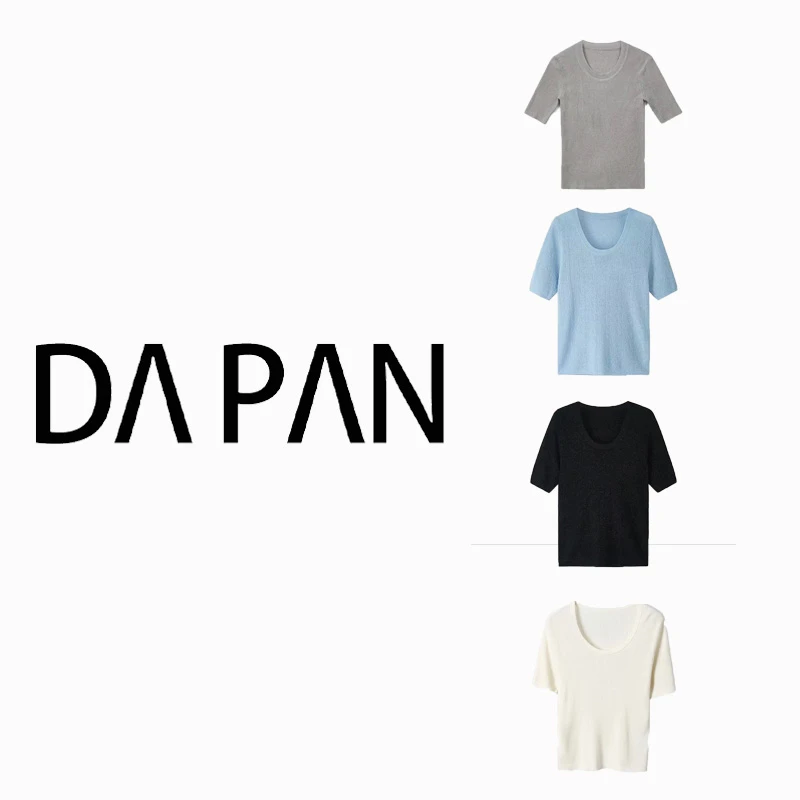 【DA PAN专属】春夏新款莱赛尔亚麻树皮纹U领T恤（衣长55cm）94203Y27