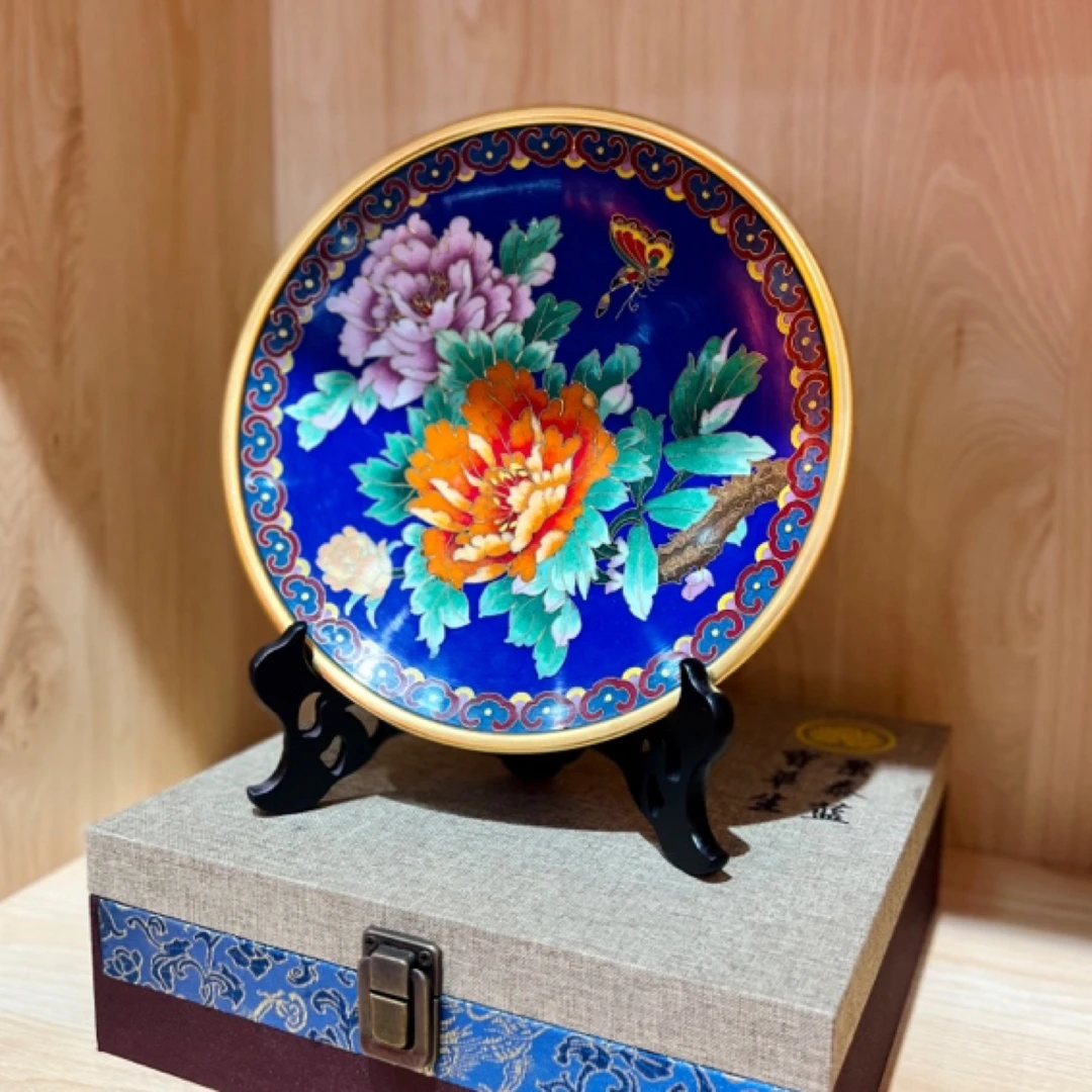 大厂景泰蓝花盘摆件