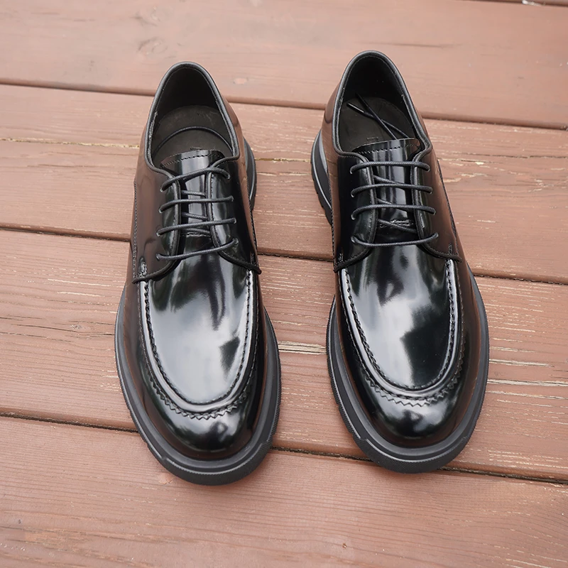 真皮手工皮鞋男英伦亮面商务西装德比鞋男士婚鞋