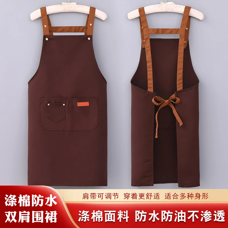 家用厨房围裙防水防油做饭工作服男女涤棉可餐饮专用定制logo印字
