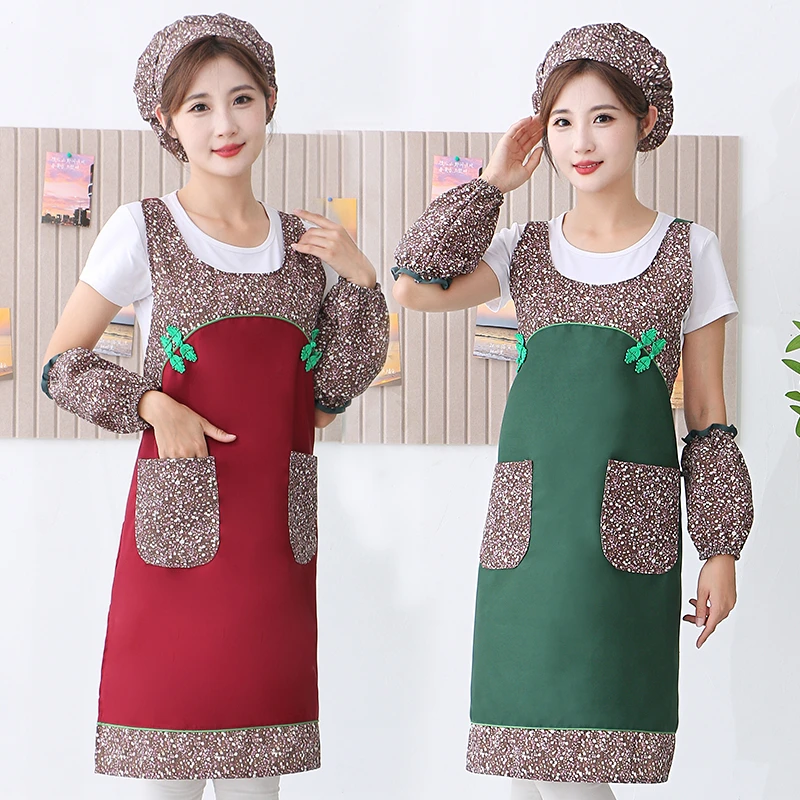 绘美姿复古围裙厨房家用干活餐厅服务员农家乐花布中式国潮民族风