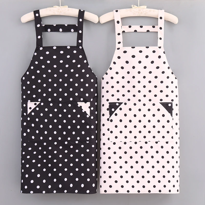 绘美姿时尚围裙女家用厨房防水防油可爱做饭围腰餐饮波点网红夏季