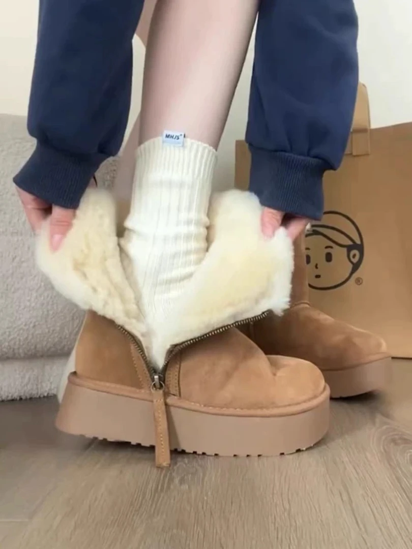 靴子女雪地靴冬季保暖棉鞋子女2023新款爆款加绒加厚短靴厚底百搭