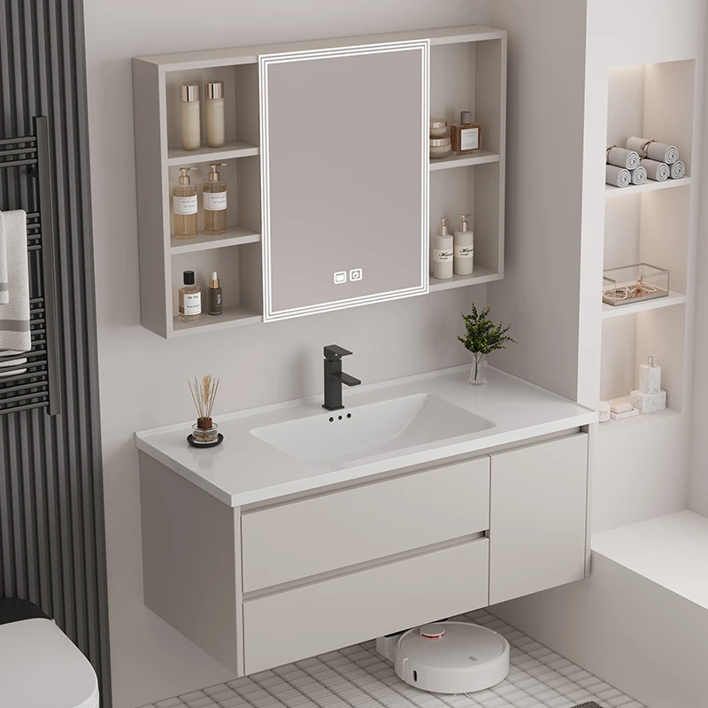 家居升级双抽屉防水蜂窝铝浴室柜卫生间陶瓷一体盆卫浴柜盆柜组合