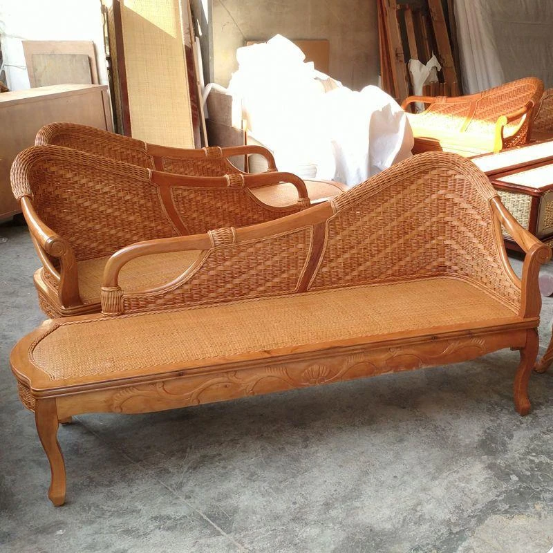 藤贵妃椅美人榻小户型藤木真藤编太妃床椅藤艺客厅老式贵妃躺藤椅