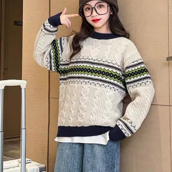 【妈妈的爱】男女童毛衣23秋冬新款儿童韩版洋气针织衫中大童毛衣
