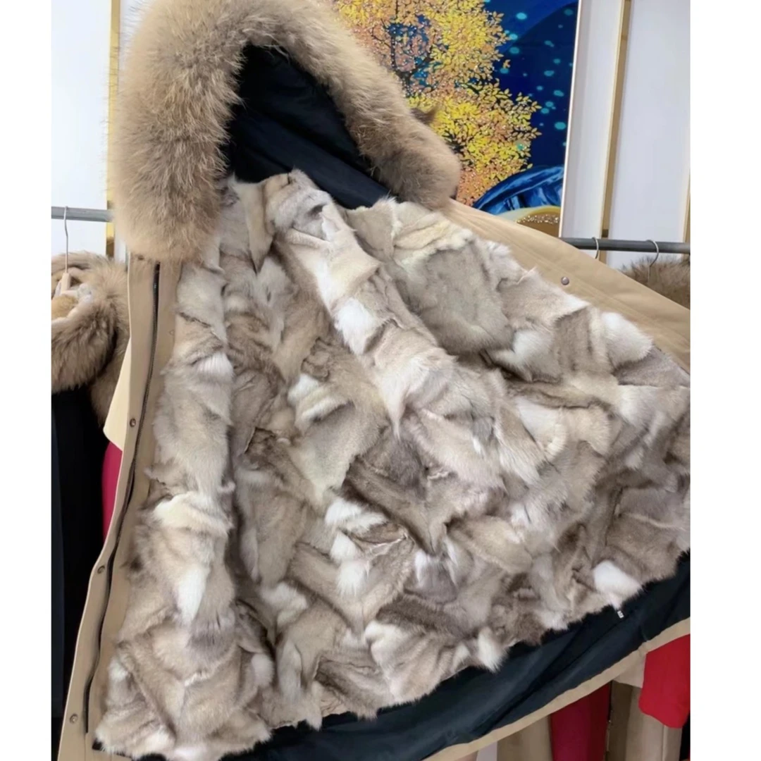 派克服女2025新款真狐狸毛皮草冬季皮草外套大衣可拆卸潮牌外套女