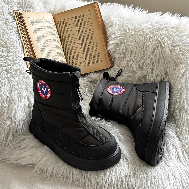 情侣款短靴加厚百搭时尚雪地靴男女高帮鞋保暖加绒马丁靴男靴子