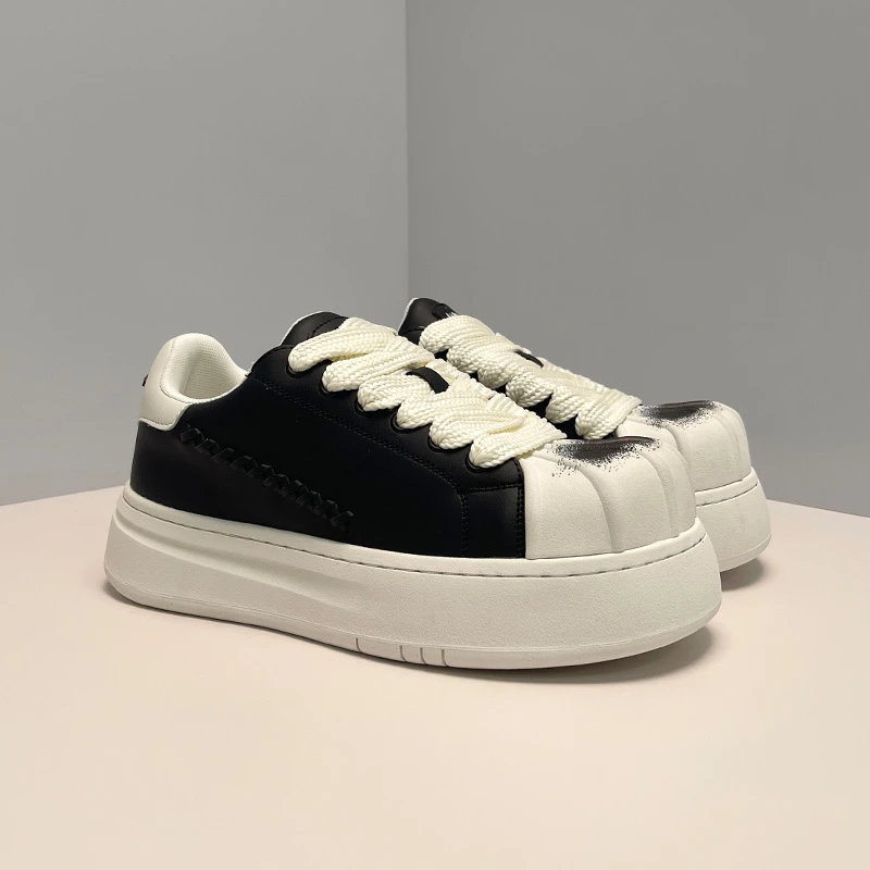 明星同款喷绘贝壳头鞋子男女增高厚底大头板鞋春夏小众设计男鞋潮