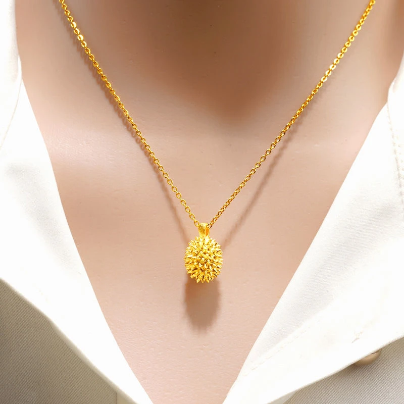 轻奢古法手工金色气质榴莲女款ins项链洗澡可戴女项链