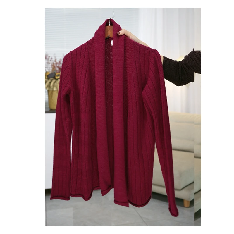 秋冬欧美色纺定制纱线羊绒时尚针织休闲开衫外套