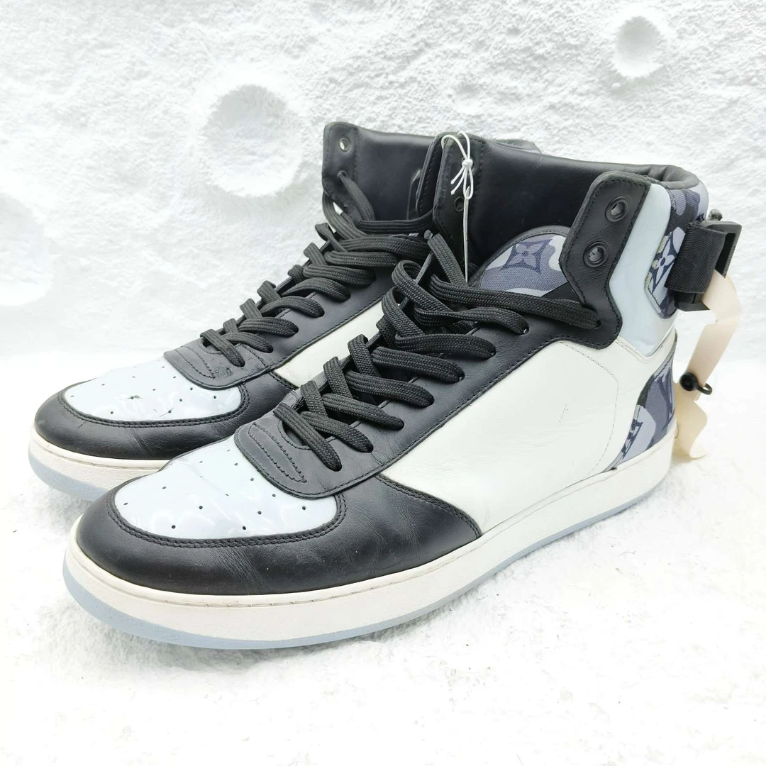 90新 LouisVuitton/路易威登 6码/40.5码/白蓝迷彩高帮板鞋