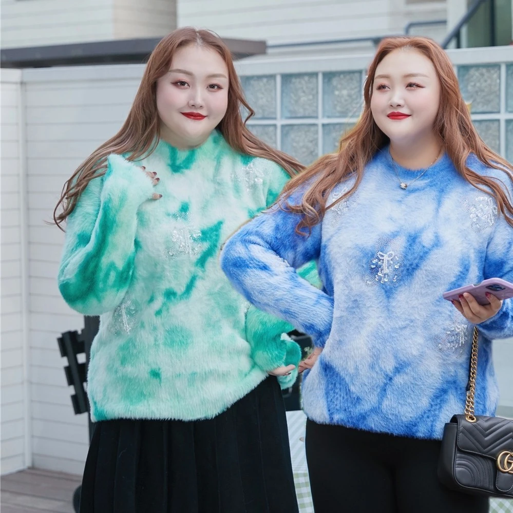 【钻石家大码-毛衣系列】烫钻钉珠保暖甜美胖mm毛衣针织衫 MS2129