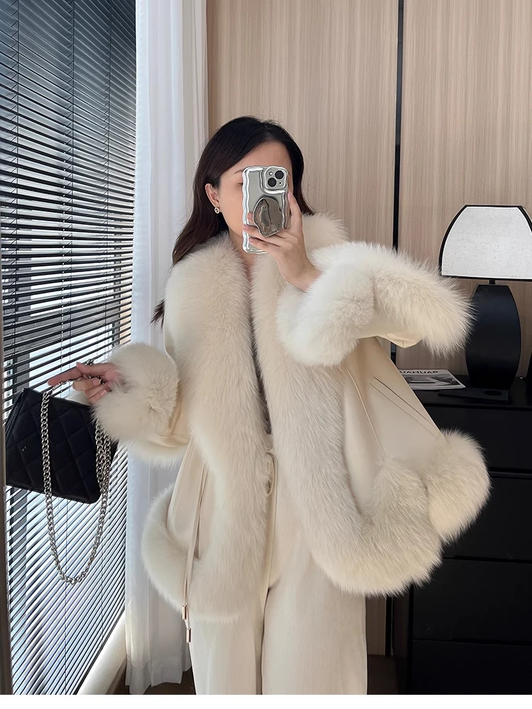 007新款秋冬厚外套女款短狐狸毛外套