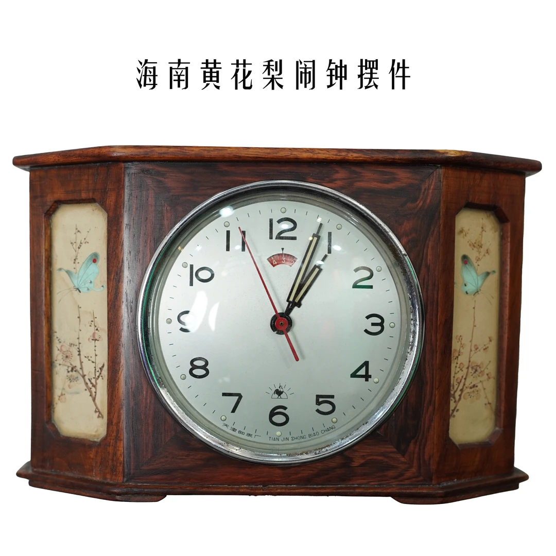 精品降香黄檀海南黄花梨摆件五十年代老钟老物件