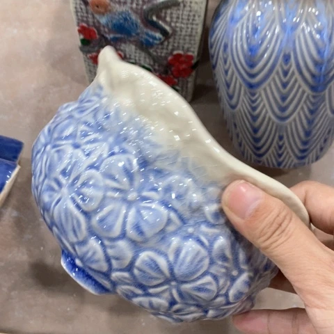陶瓷20CM以下花朵蓝色