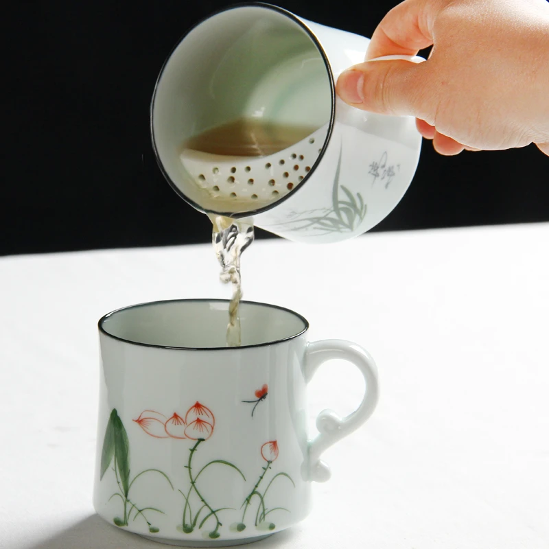 手绘水杯大容量喝水杯