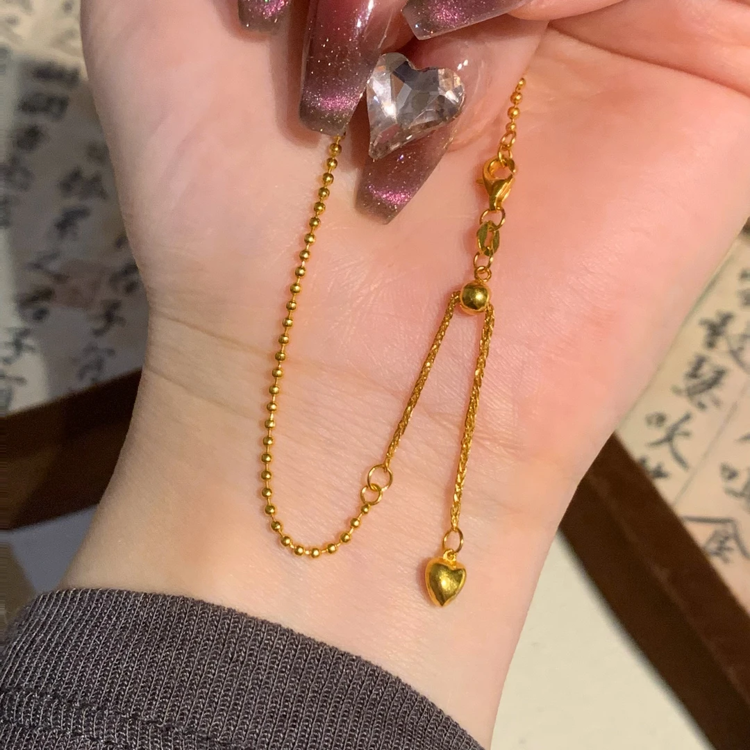 足金999 黄金5G工艺 米珠抽拉项链